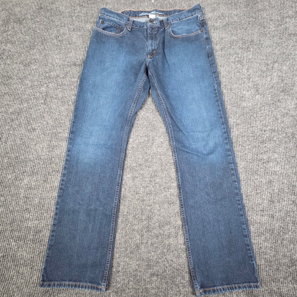 Eddie Bauer Mens Straight Fit Jeans Dark Wash Size 36x34 Made in Mexico